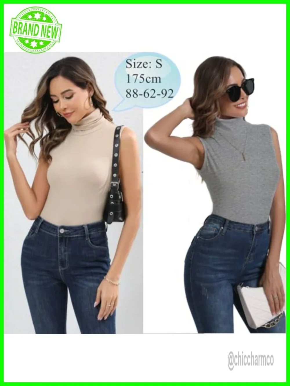 Classic Sleeveless Turtleneck Rib Knit Cotton Sweater Vest